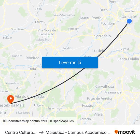 Centro Cultural Vila Flor to Maiêutica - Campus Académico do Ismai e Ipmaia map