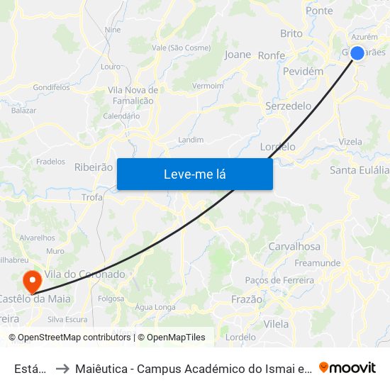 Estádio to Maiêutica - Campus Académico do Ismai e Ipmaia map