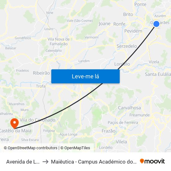 Avenida de Londres to Maiêutica - Campus Académico do Ismai e Ipmaia map