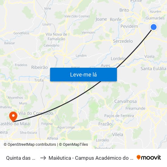 Quinta das Aldeias to Maiêutica - Campus Académico do Ismai e Ipmaia map