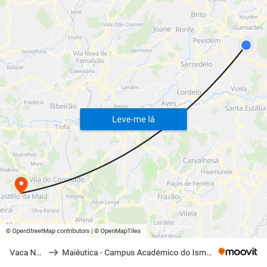 Vaca Negra to Maiêutica - Campus Académico do Ismai e Ipmaia map
