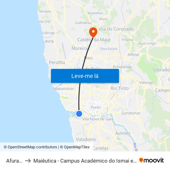 Afurada to Maiêutica - Campus Académico do Ismai e Ipmaia map