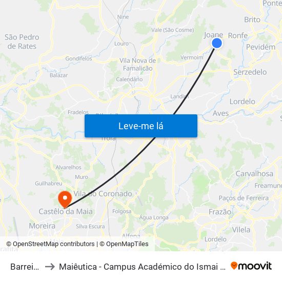 Barreiros to Maiêutica - Campus Académico do Ismai e Ipmaia map