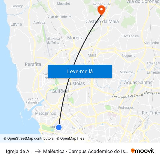 Igreja de Aldoar to Maiêutica - Campus Académico do Ismai e Ipmaia map