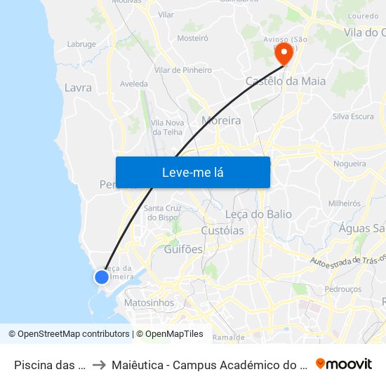Piscina das Marés to Maiêutica - Campus Académico do Ismai e Ipmaia map