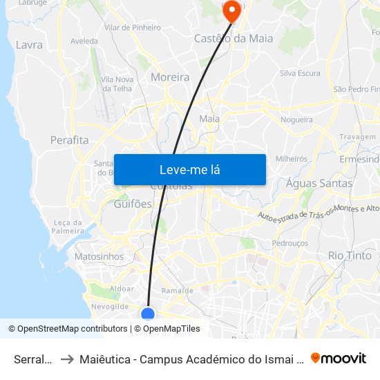 Serralves to Maiêutica - Campus Académico do Ismai e Ipmaia map