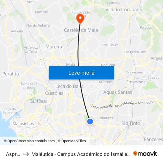 Asprela to Maiêutica - Campus Académico do Ismai e Ipmaia map