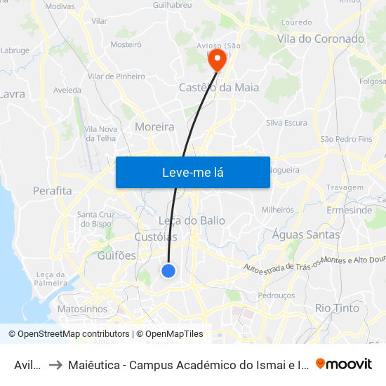 Avilhó to Maiêutica - Campus Académico do Ismai e Ipmaia map
