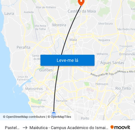 Pasteleira to Maiêutica - Campus Académico do Ismai e Ipmaia map