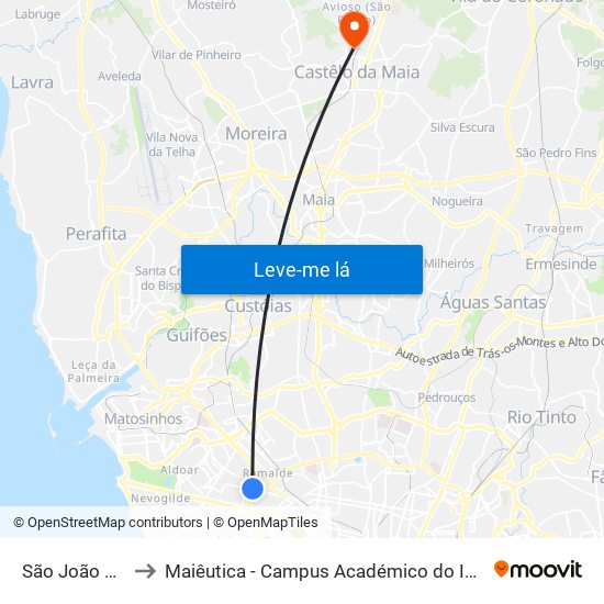São João Bosco to Maiêutica - Campus Académico do Ismai e Ipmaia map