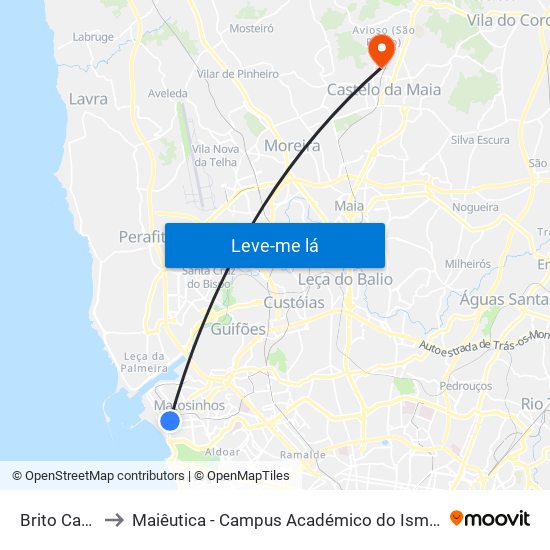 Brito Capelo to Maiêutica - Campus Académico do Ismai e Ipmaia map