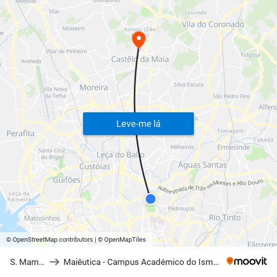 S. Mamede to Maiêutica - Campus Académico do Ismai e Ipmaia map