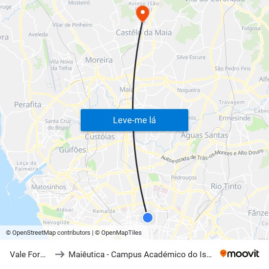 Vale Formoso to Maiêutica - Campus Académico do Ismai e Ipmaia map