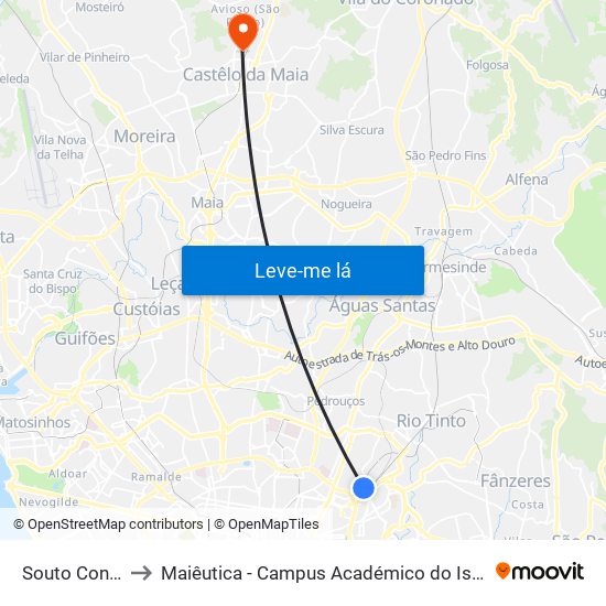 Souto Contumil to Maiêutica - Campus Académico do Ismai e Ipmaia map