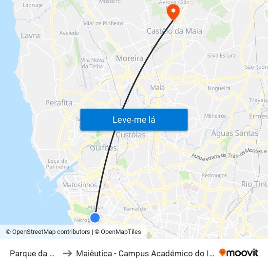 Parque da Cidade to Maiêutica - Campus Académico do Ismai e Ipmaia map