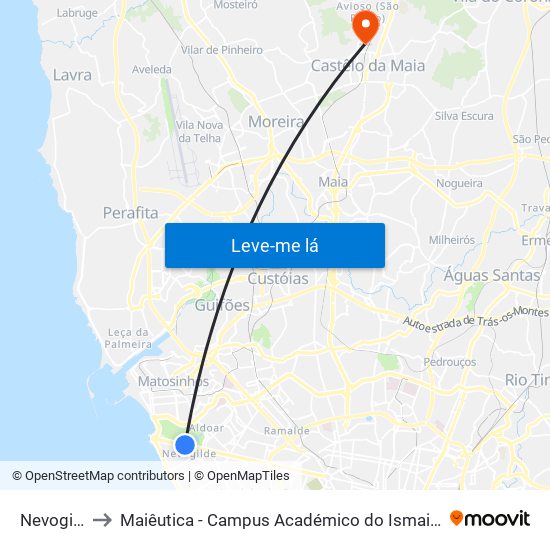 Nevogilde to Maiêutica - Campus Académico do Ismai e Ipmaia map