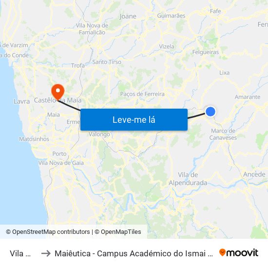 Vila Meã to Maiêutica - Campus Académico do Ismai e Ipmaia map