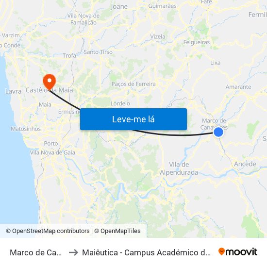 Marco de Canavases to Maiêutica - Campus Académico do Ismai e Ipmaia map