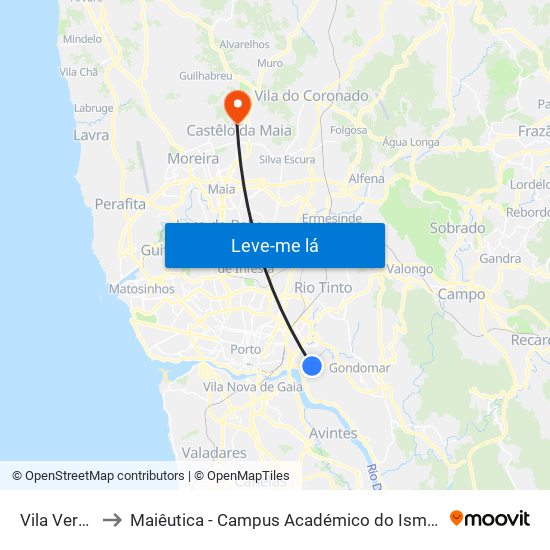 Vila Verde 1 to Maiêutica - Campus Académico do Ismai e Ipmaia map