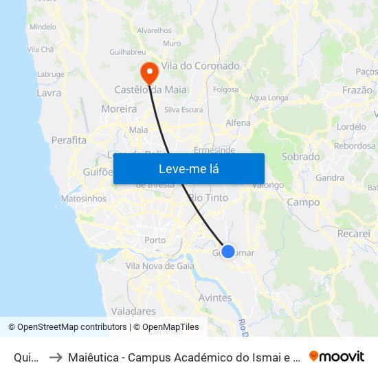 Quintã to Maiêutica - Campus Académico do Ismai e Ipmaia map