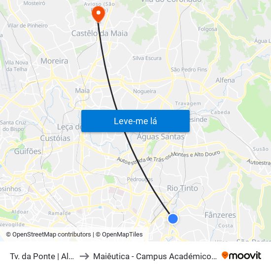 Tv. da Ponte | Albuquerque to Maiêutica - Campus Académico do Ismai e Ipmaia map