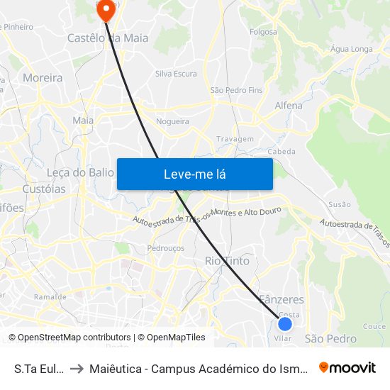 S.Ta Eulália to Maiêutica - Campus Académico do Ismai e Ipmaia map