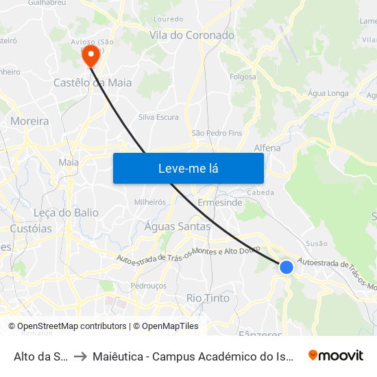 Alto da Serra to Maiêutica - Campus Académico do Ismai e Ipmaia map