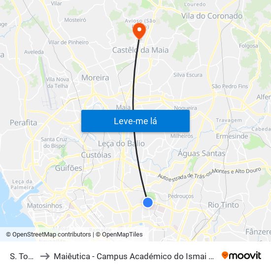 S. Tomé to Maiêutica - Campus Académico do Ismai e Ipmaia map