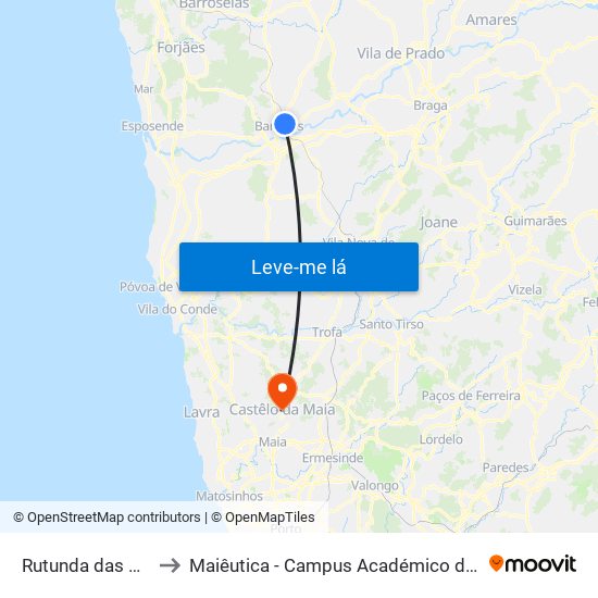 Rutunda das Calçadas to Maiêutica - Campus Académico do Ismai e Ipmaia map