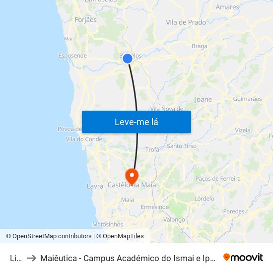 Lidl to Maiêutica - Campus Académico do Ismai e Ipmaia map