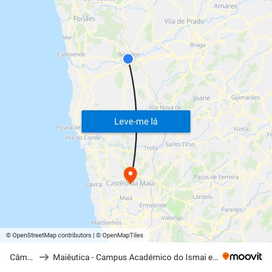 Câmara to Maiêutica - Campus Académico do Ismai e Ipmaia map