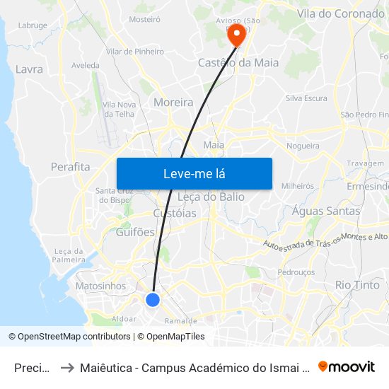 Preciosa to Maiêutica - Campus Académico do Ismai e Ipmaia map