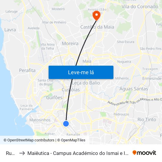 Ruela to Maiêutica - Campus Académico do Ismai e Ipmaia map