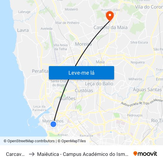 Carcavelos to Maiêutica - Campus Académico do Ismai e Ipmaia map