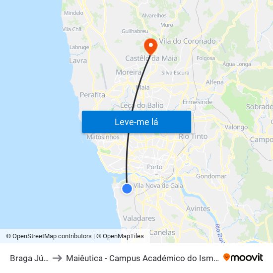 Braga Júnior to Maiêutica - Campus Académico do Ismai e Ipmaia map