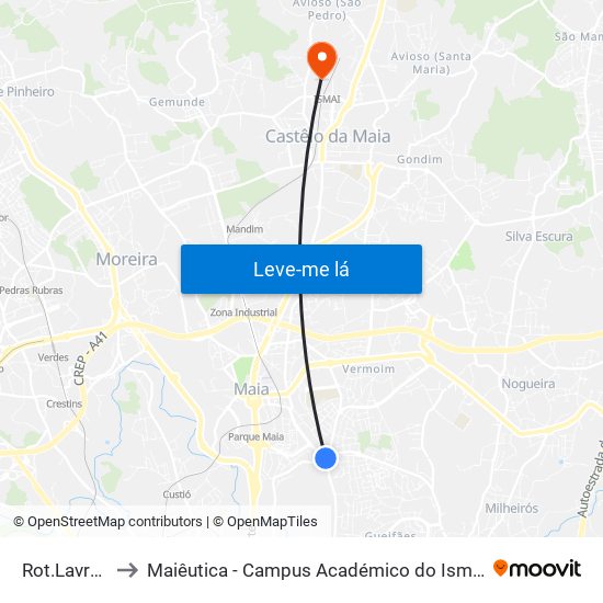 Rot.Lavrador to Maiêutica - Campus Académico do Ismai e Ipmaia map