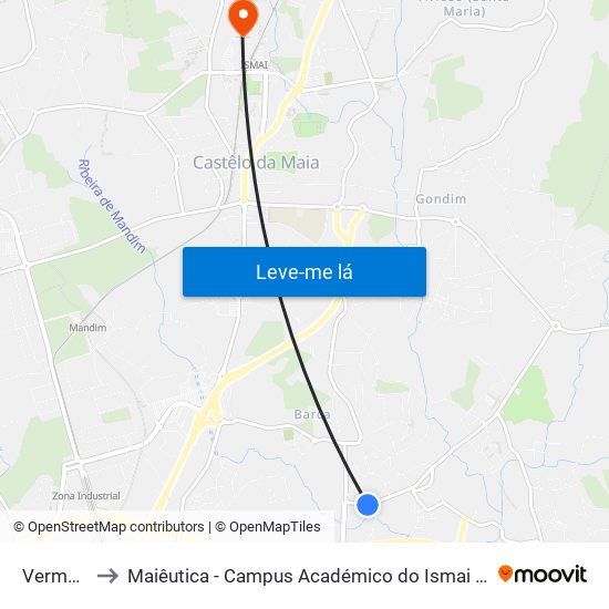 Vermoim to Maiêutica - Campus Académico do Ismai e Ipmaia map