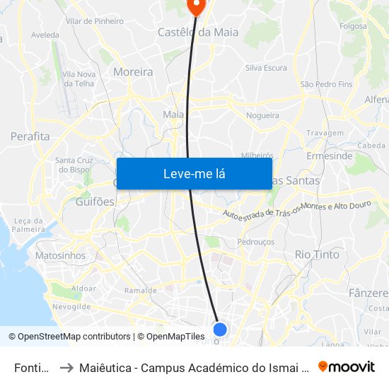 Fontinha to Maiêutica - Campus Académico do Ismai e Ipmaia map