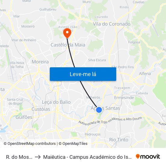 R. do Mosteiro to Maiêutica - Campus Académico do Ismai e Ipmaia map