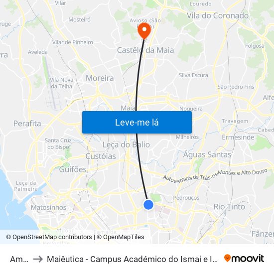 Amial to Maiêutica - Campus Académico do Ismai e Ipmaia map