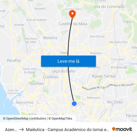 Azenha to Maiêutica - Campus Académico do Ismai e Ipmaia map