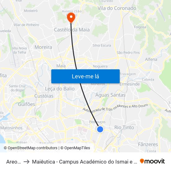 Areosa to Maiêutica - Campus Académico do Ismai e Ipmaia map