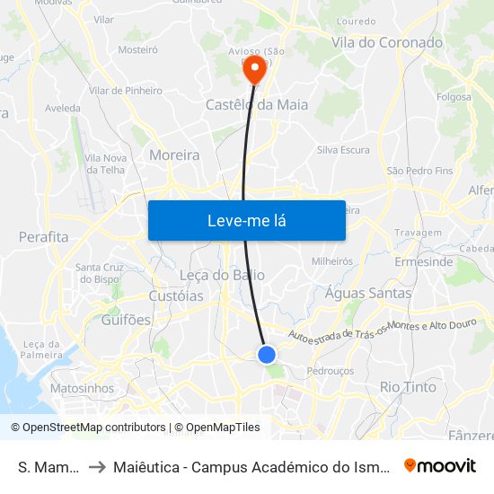 S. Mamede to Maiêutica - Campus Académico do Ismai e Ipmaia map