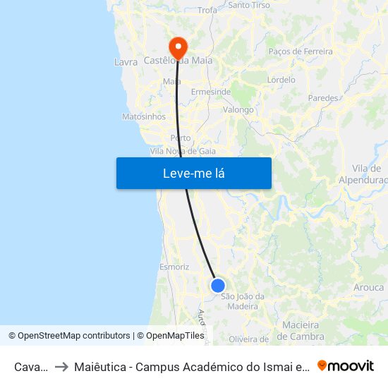 Cavaco to Maiêutica - Campus Académico do Ismai e Ipmaia map