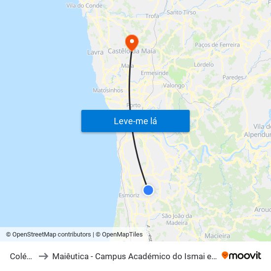 Colégio to Maiêutica - Campus Académico do Ismai e Ipmaia map