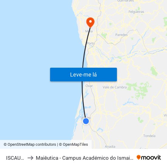 ISCAUA A to Maiêutica - Campus Académico do Ismai e Ipmaia map
