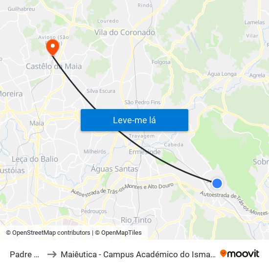 Padre Vale to Maiêutica - Campus Académico do Ismai e Ipmaia map