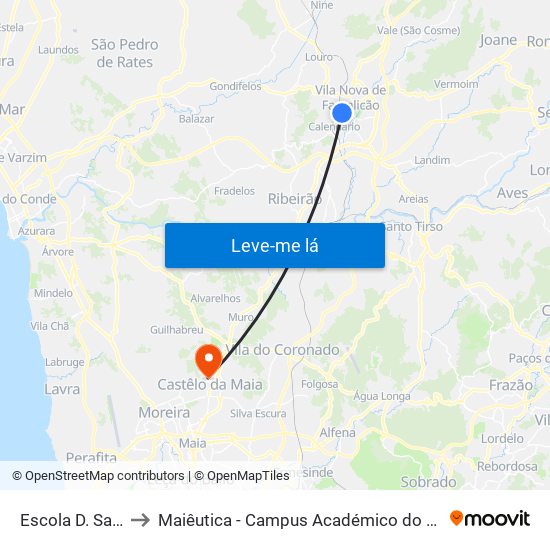 Escola D. Sancho I to Maiêutica - Campus Académico do Ismai e Ipmaia map