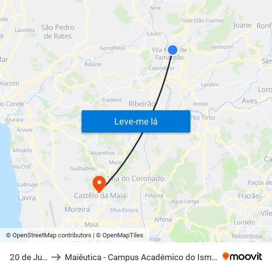 20 de Junho to Maiêutica - Campus Académico do Ismai e Ipmaia map