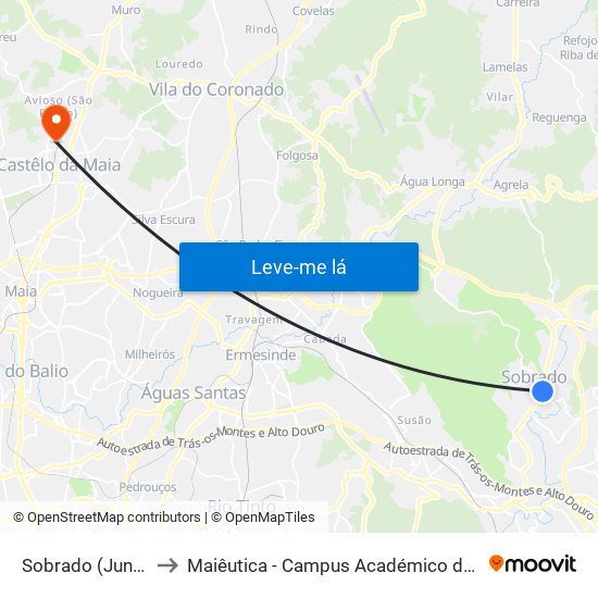 Sobrado (Junta Freg.) to Maiêutica - Campus Académico do Ismai e Ipmaia map